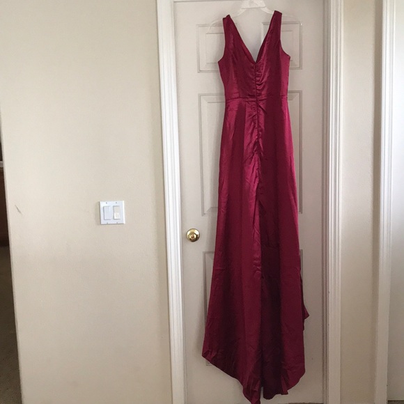 A-Line/Princess V-neck Sweep Train Evening Dress - Picture 2 of 4